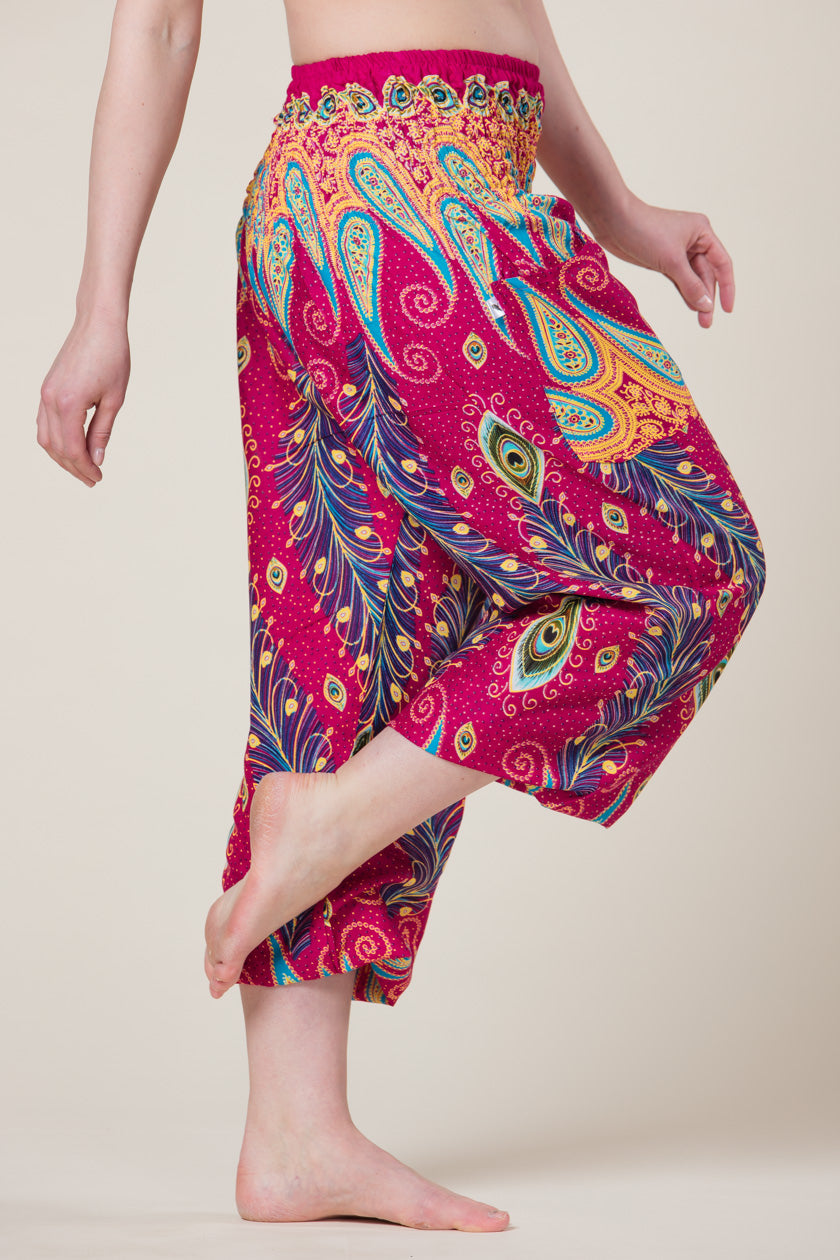 Peacock Paisley Pink Artisan Haaremihousut - Berry Piper