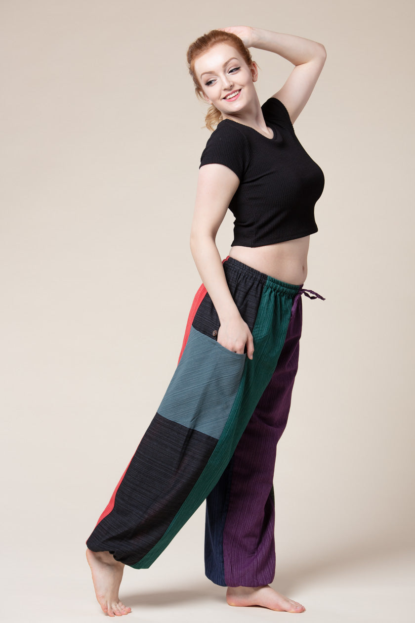 Hill Tribe Unisex Patchwork Artisan Haaremihousut - Berry Piper