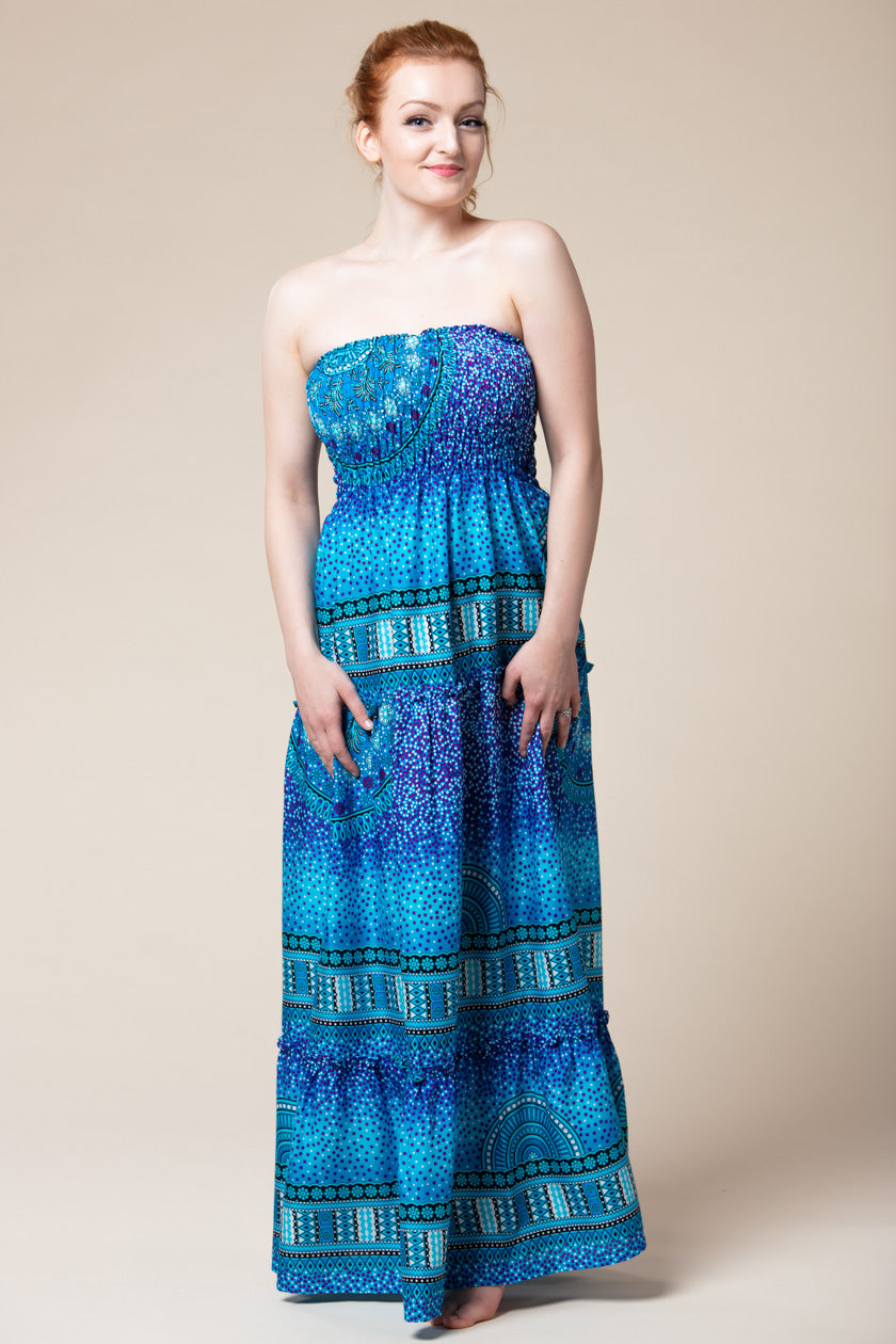 Chakra Blue Artisan Bandeau Maksimekko - Berry Piper