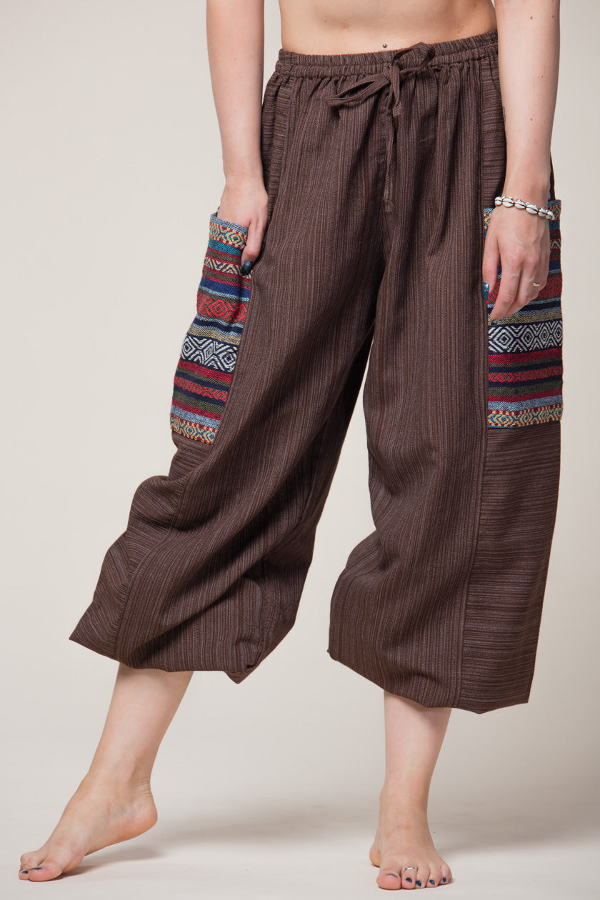 Hill Tribe Unisex Brown Artisan Haaremihousut - Berry Piper