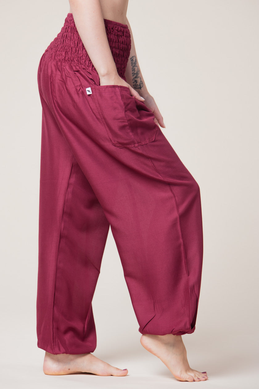 Boho Burgundy Artisan Haaremihousut - Berry Piper