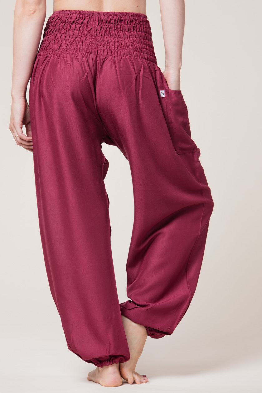 Boho Burgundy Artisan Haaremihousut - Berry Piper