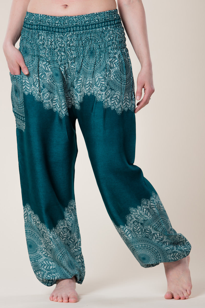 Border Mandala Teal Artisan Haaremihousut - Berry Piper