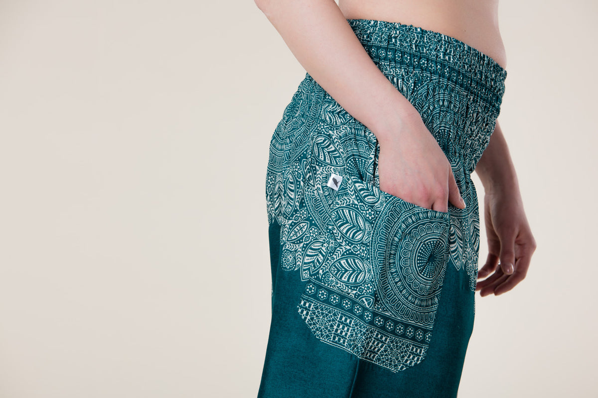 Border Mandala Teal Artisan Haaremihousut - Berry Piper