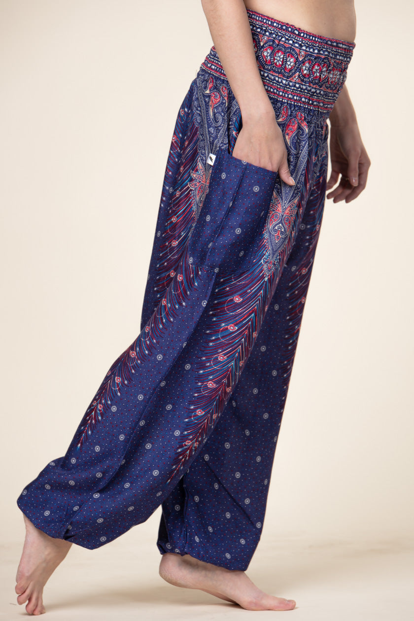 Peacock Feather Blue Artisan Haaremihousut - Berry Piper