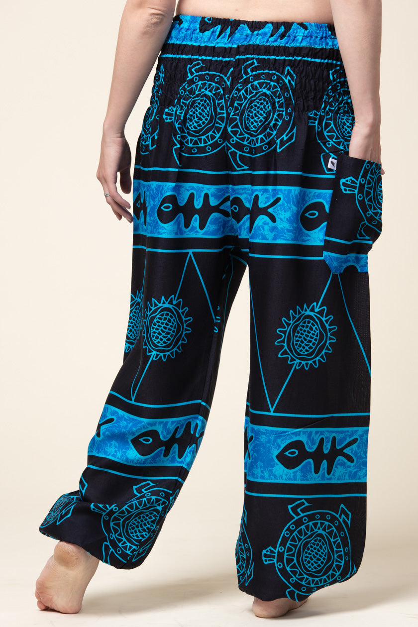 Mayan Turtle Blue Artisan Haaremihousut - Berry Piper