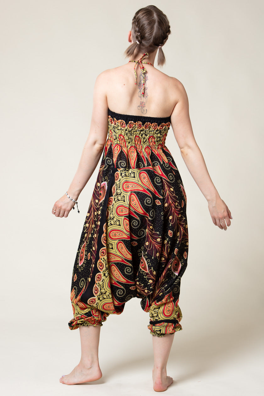 Peacock Paisley Black Artisan Jumpsuit Haaremihousut - Berry Piper