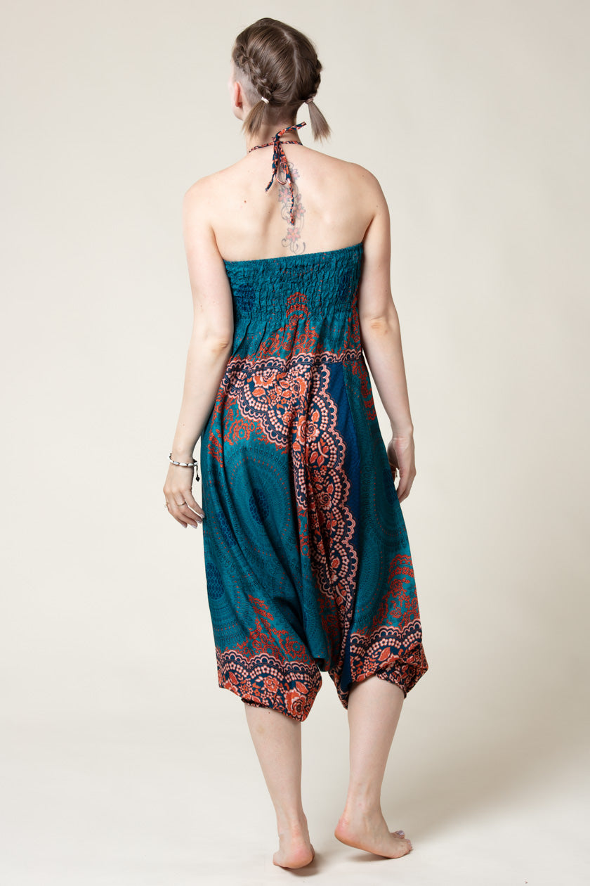 Mandala Teal Artisan Jumpsuit Haaremihousut - Berry Piper