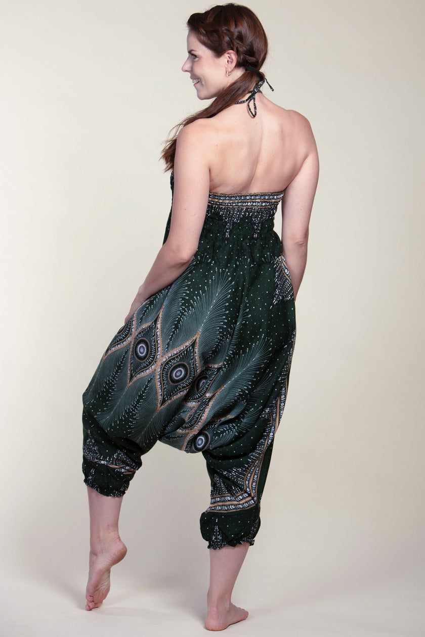 Diamond Peacock Green Artisan Jumpsuit Haaremihousut - Berry Piper