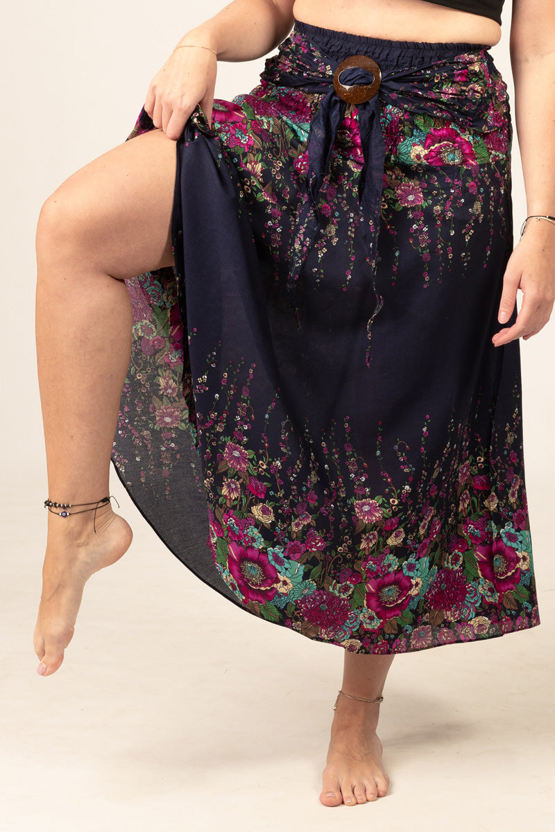 Floral Navy Meadow Curved Hame