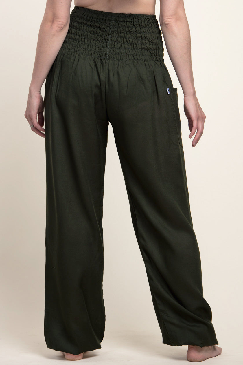 Extended Boho Green Artisan Haaremihousut - Berry Piper