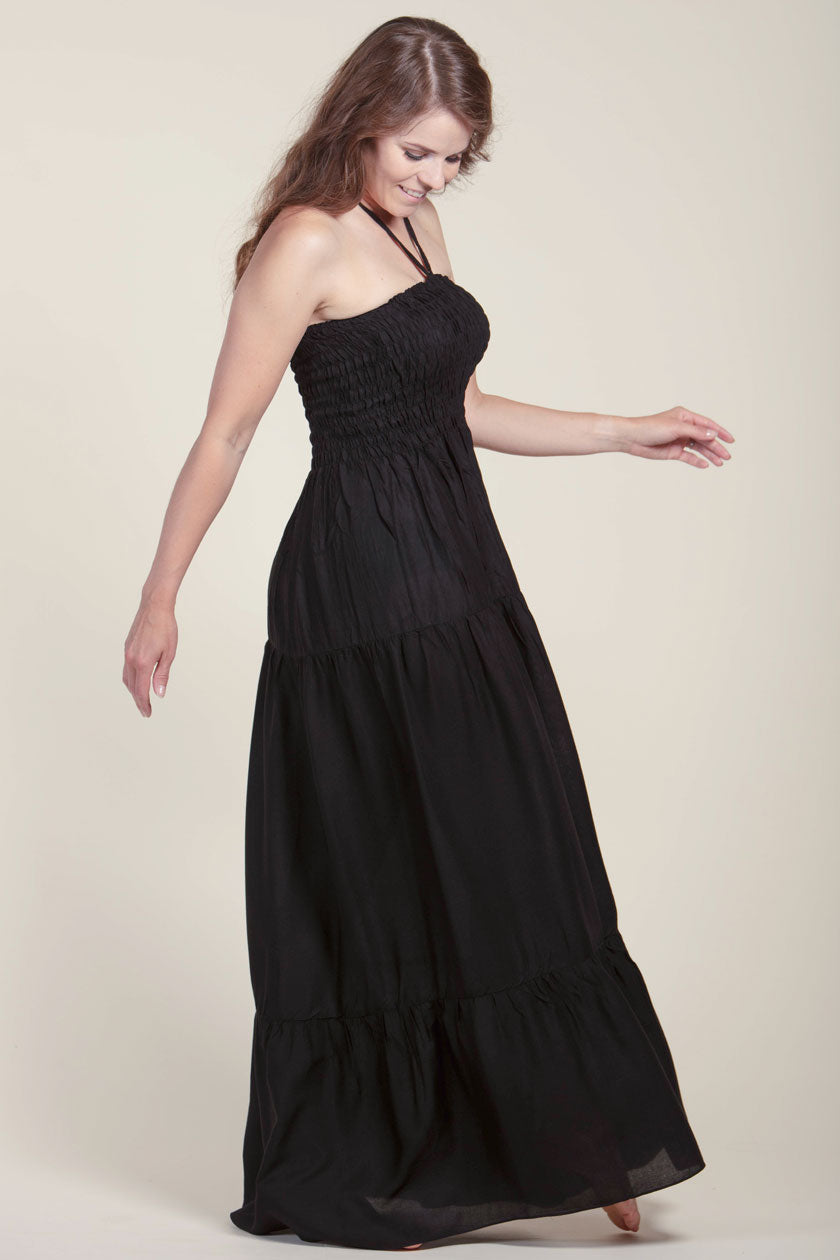 Boho Black Artisan Bandeau Maksimekko - Berry Piper