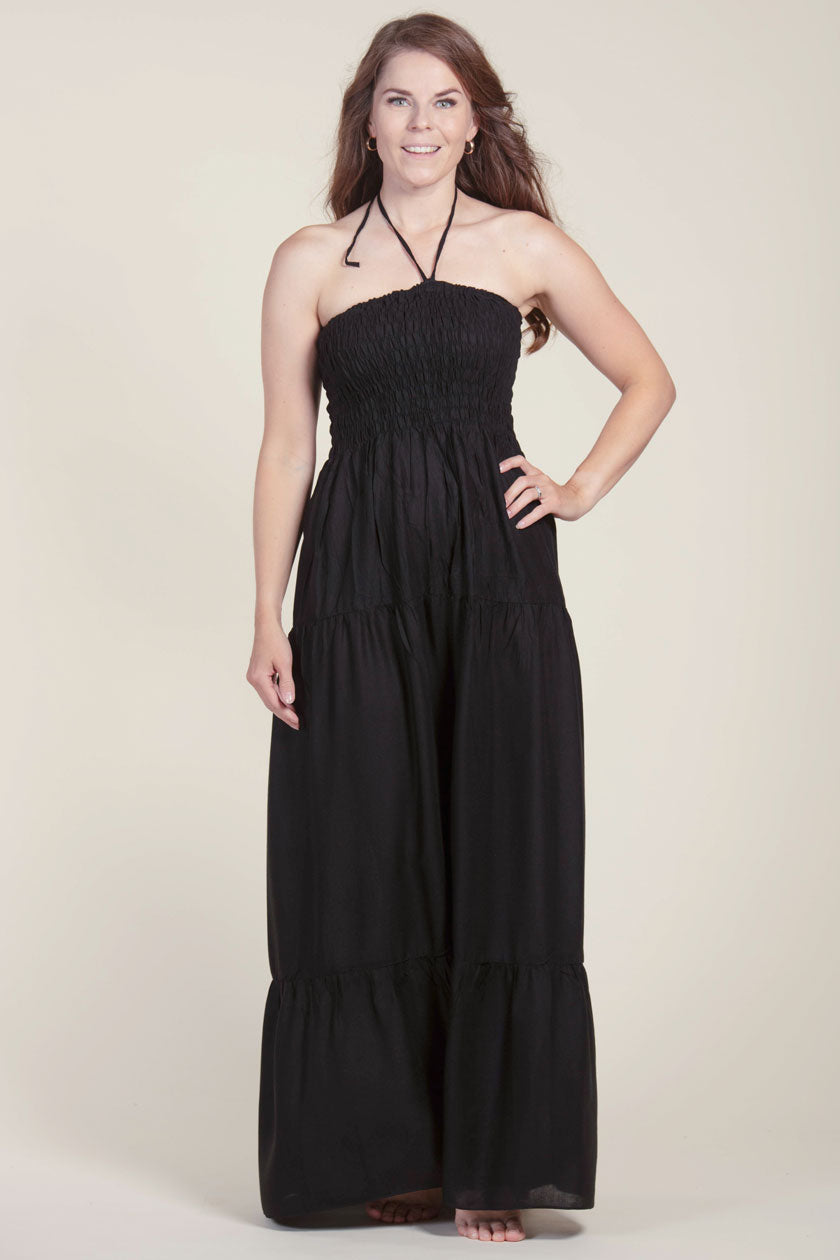 Boho Black Artisan Bandeau Maksimekko - Berry Piper