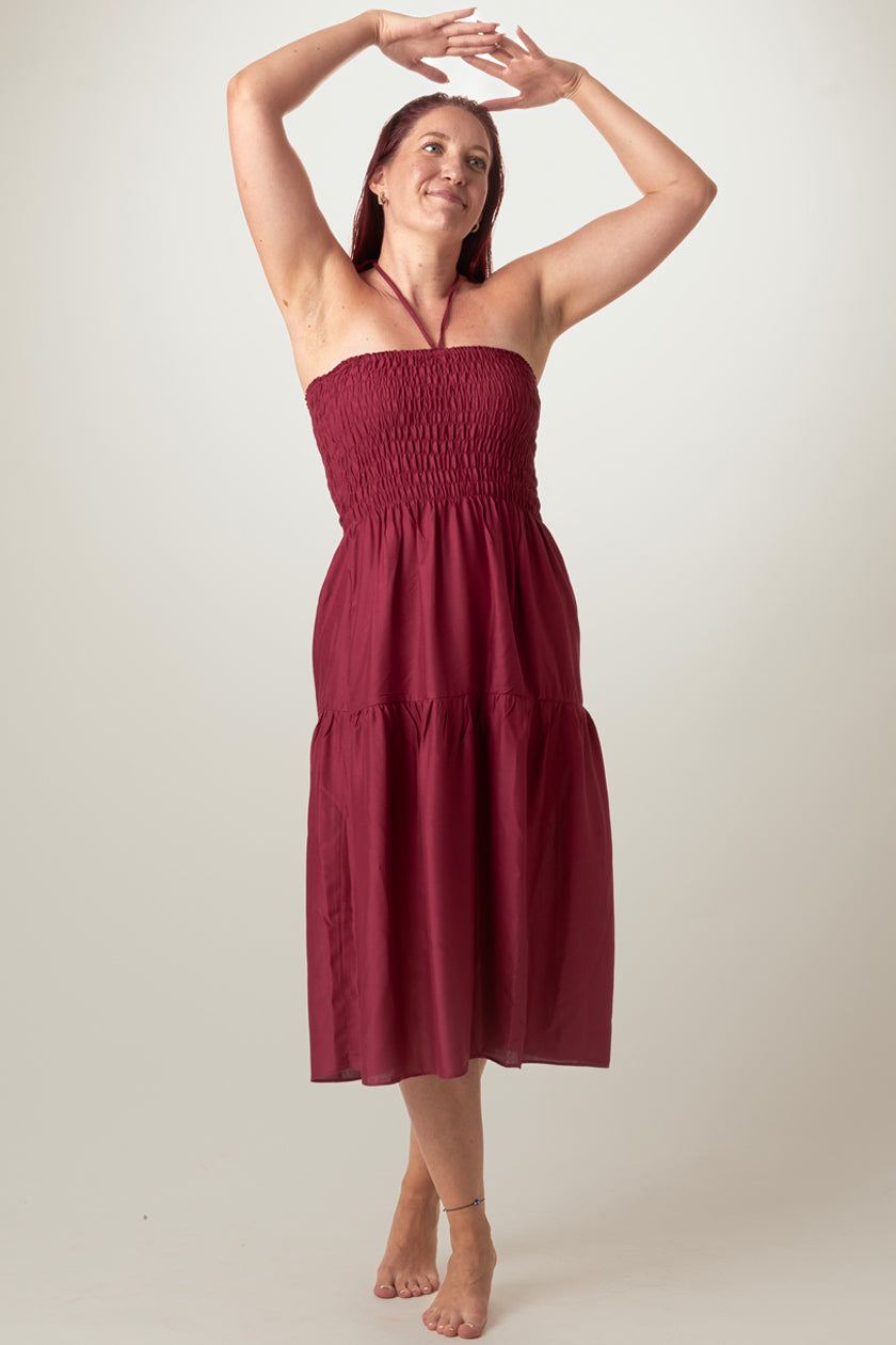 Boho Burgundy Artisan Bandeau Midimekko - Berry Piper