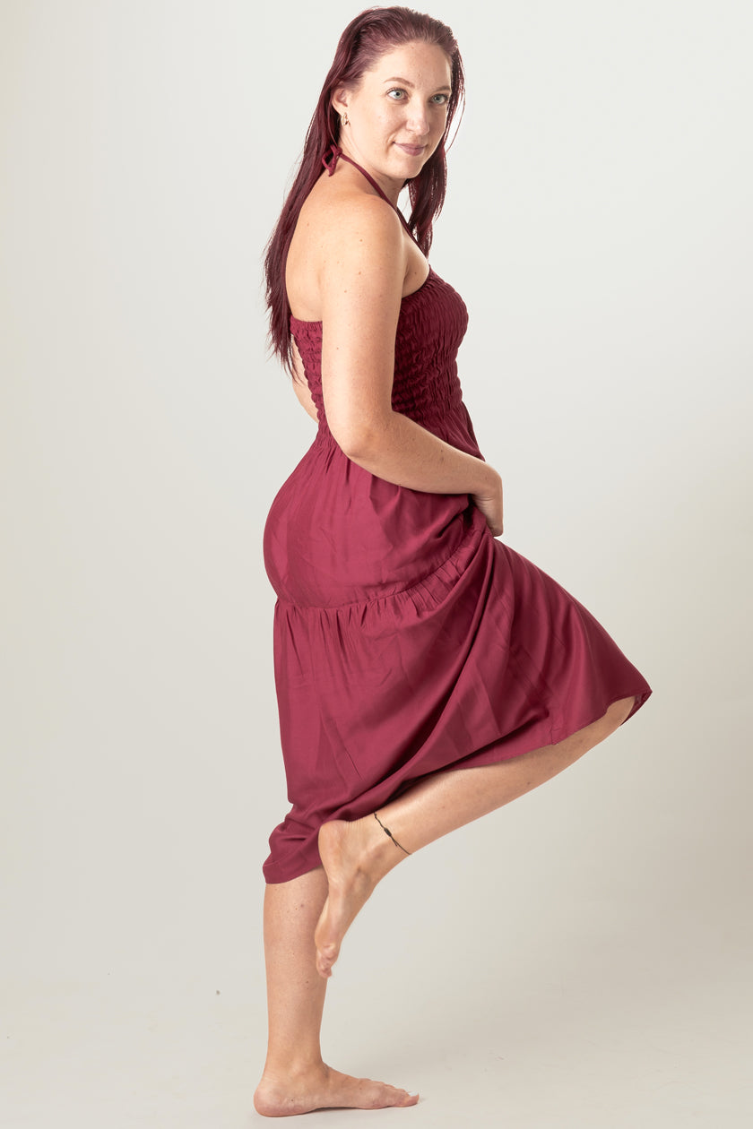 Boho Burgundy Artisan Bandeau Midimekko - Berry Piper