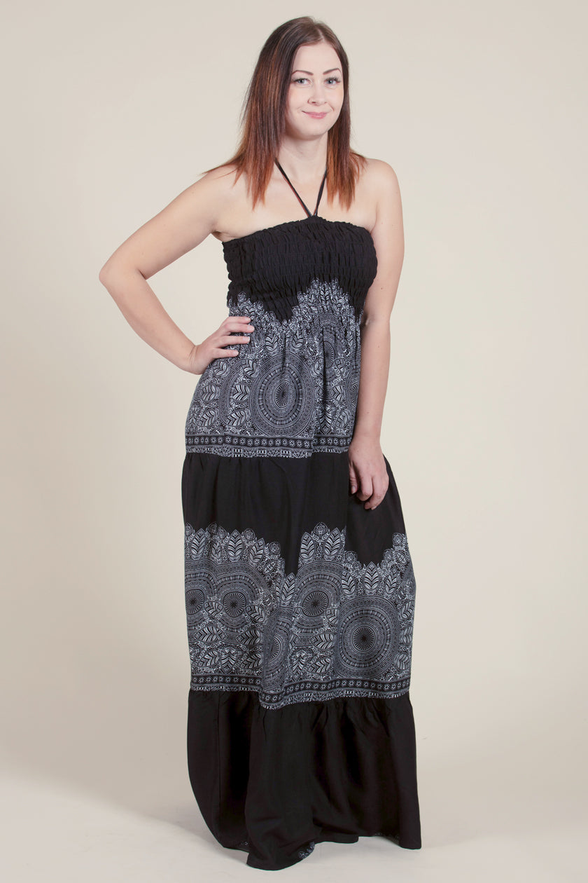 Border Mandala Black Artisan Bandeau Maksimekko - Berry Piper