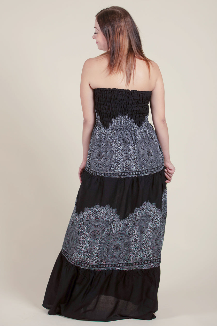 Border Mandala Black Artisan Bandeau Maksimekko - Berry Piper