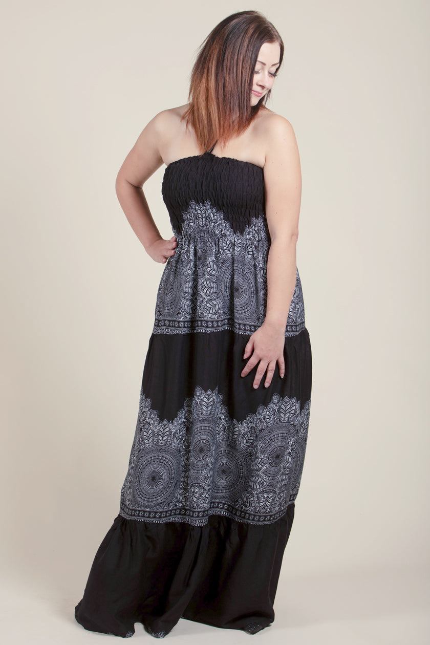 Border Mandala Black Artisan Bandeau Maksimekko - Berry Piper