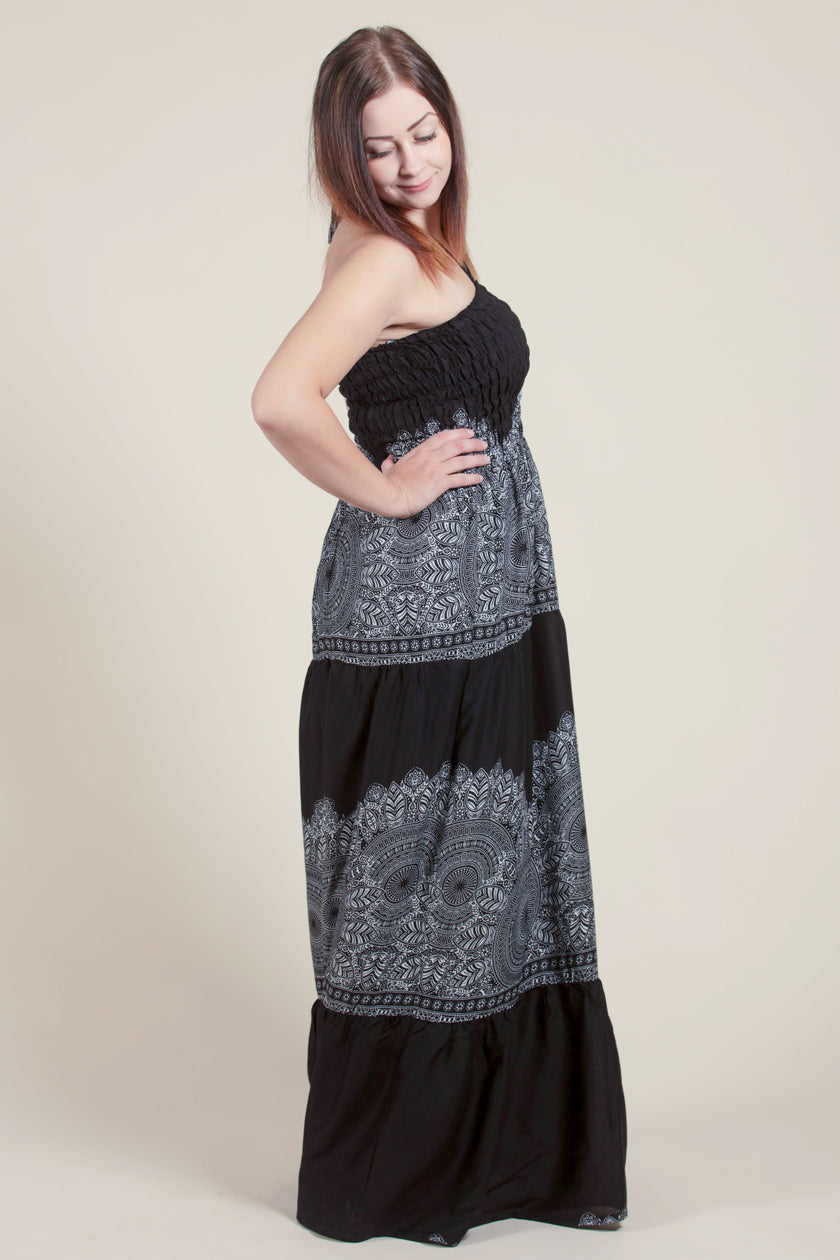 Border Mandala Black Artisan Bandeau Maksimekko - Berry Piper