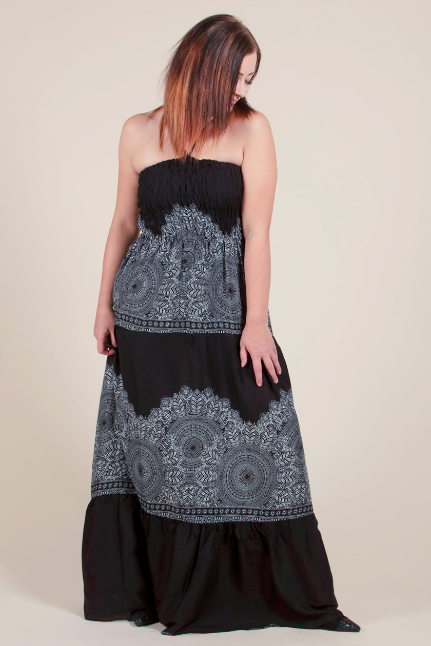 Border Mandala Black Artisan Bandeau Maksimekko - Berry Piper