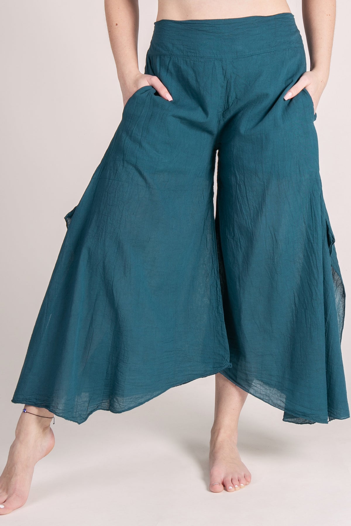 Breeze Teal Cotton Artisan Palatsihousut - Berry Piper