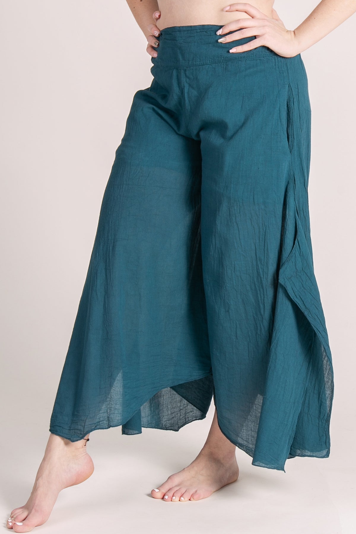Breeze Teal Cotton Artisan Palatsihousut - Berry Piper