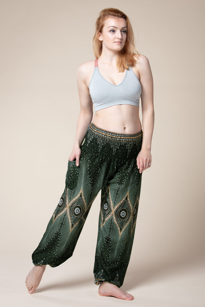 Diamond Peacock Green Artisan Haaremihousut - Berry Piper