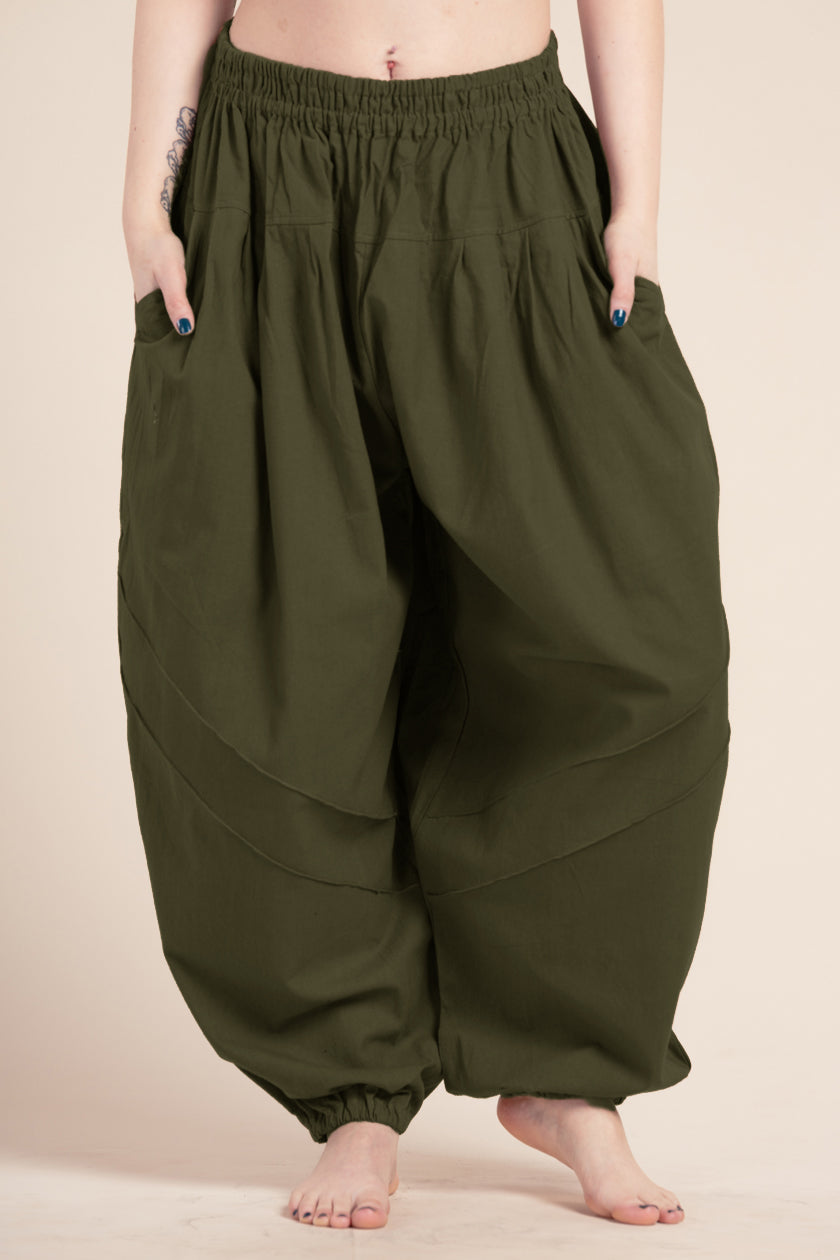 Djinn Olive Cotton Artisan Haaremihousut - Berry Piper