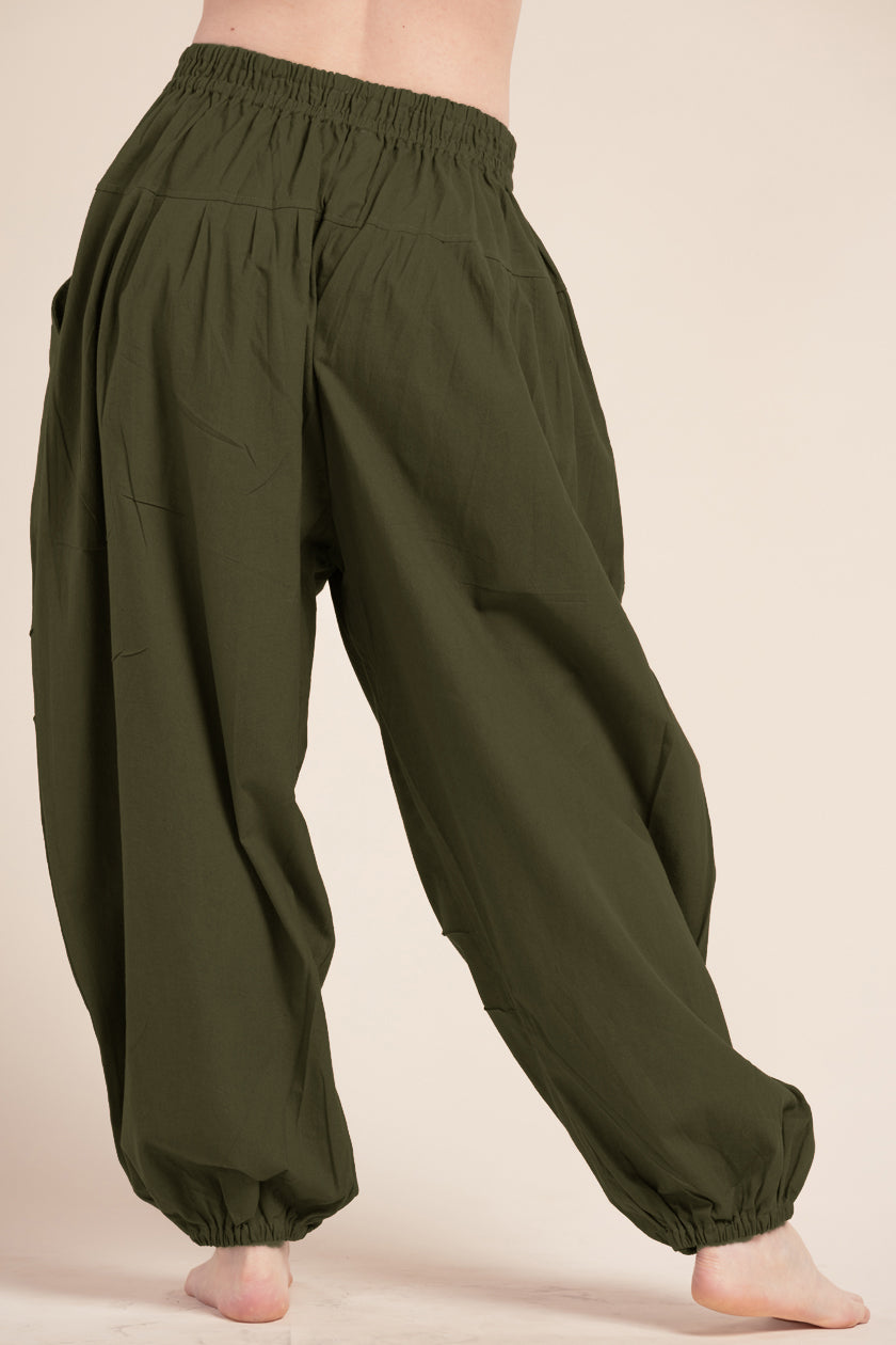 Djinn Olive Cotton Artisan Haaremihousut - Berry Piper