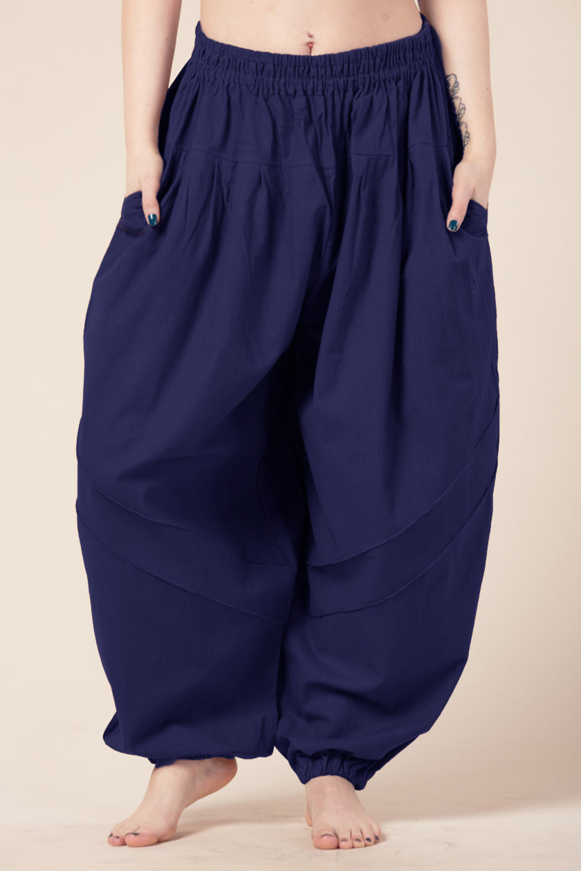 Djinn Navy Cotton Artisan Haaremihousut - Berry Piper
