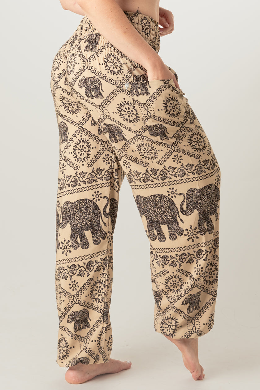 Extended Bandanna Beige Elephant Artisan Haaremihousut - Berry Piper