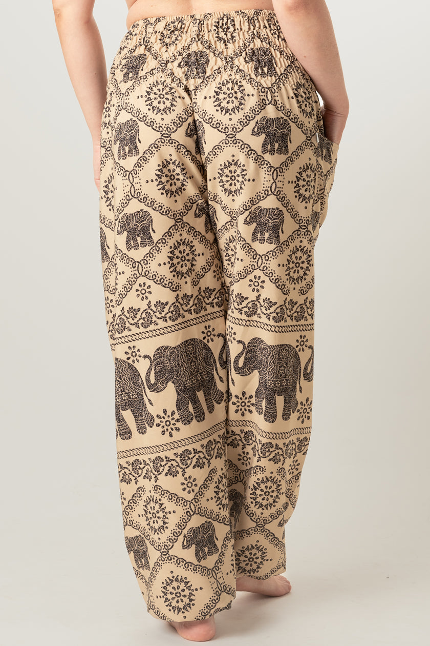 Extended Bandanna Beige Elephant Artisan Haaremihousut - Berry Piper