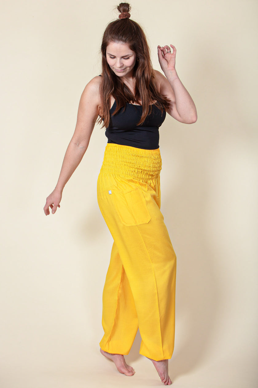 Extended Boho Yellow Artisan Haaremihousut - Berry Piper