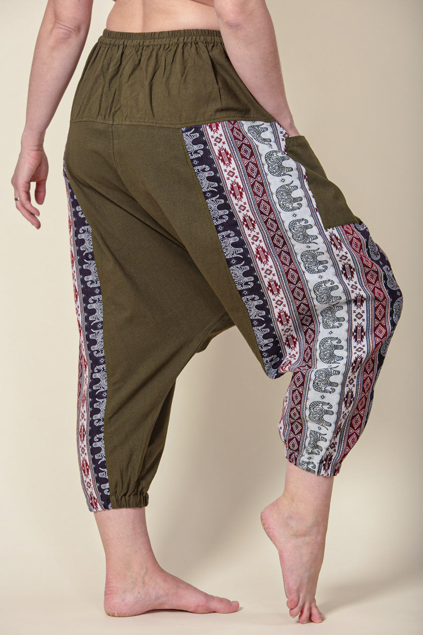Aztec Elephant Olive Medium Low Cut Haaremihousut - Berry Piper