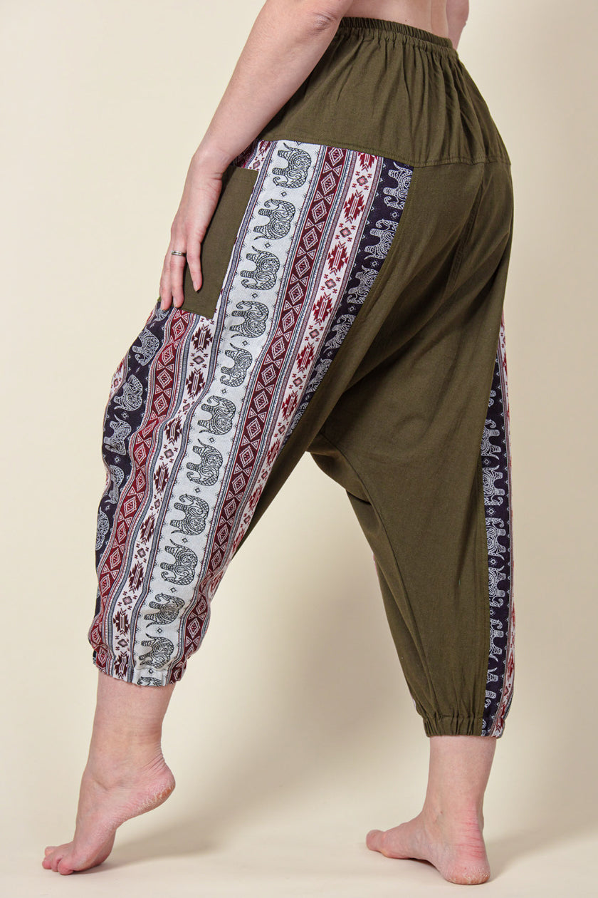 Aztec Elephant Olive Medium Low Cut Haaremihousut - Berry Piper