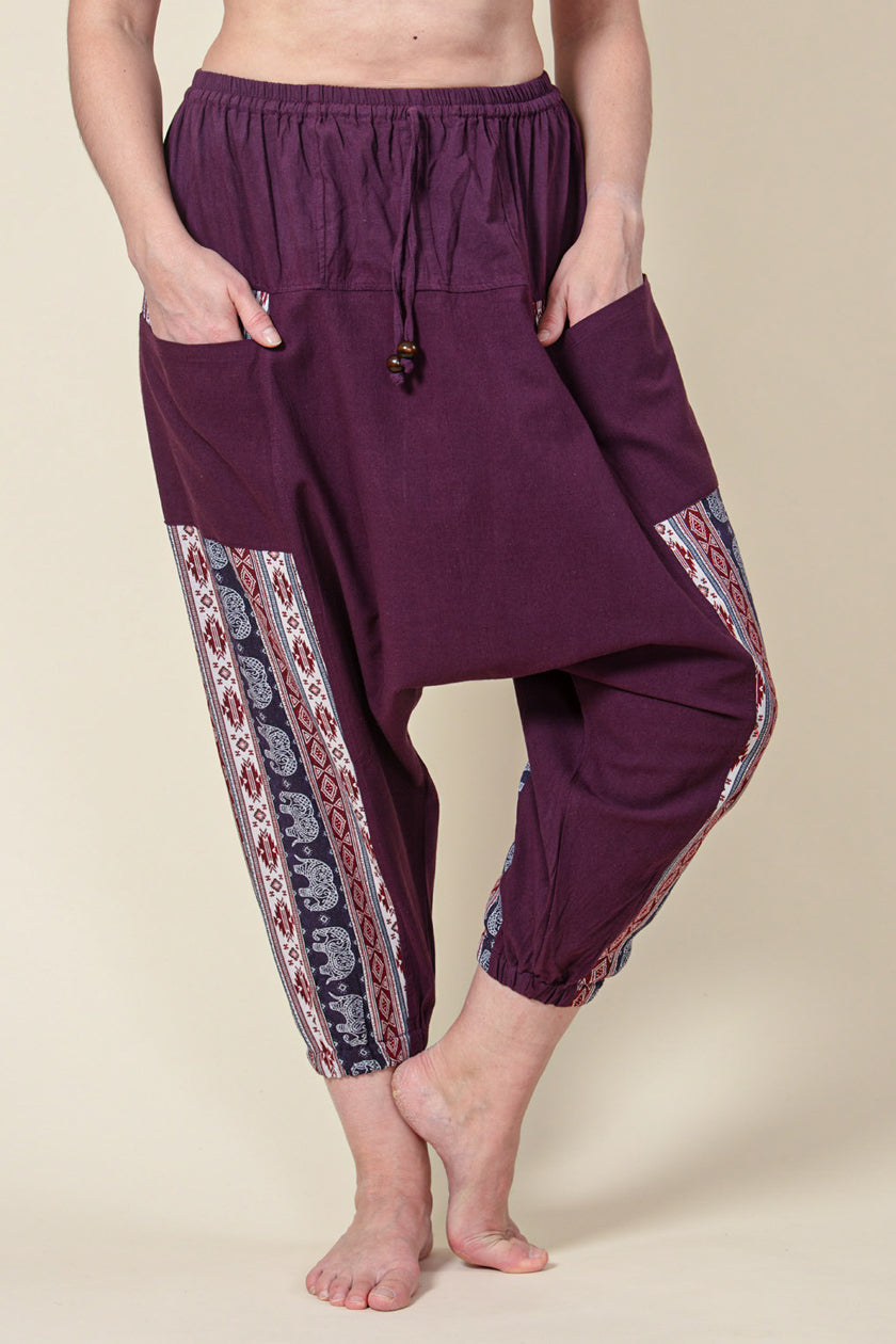 Aztec Elephant Purple Medium Low Cut Haaremihousut - Berry Piper