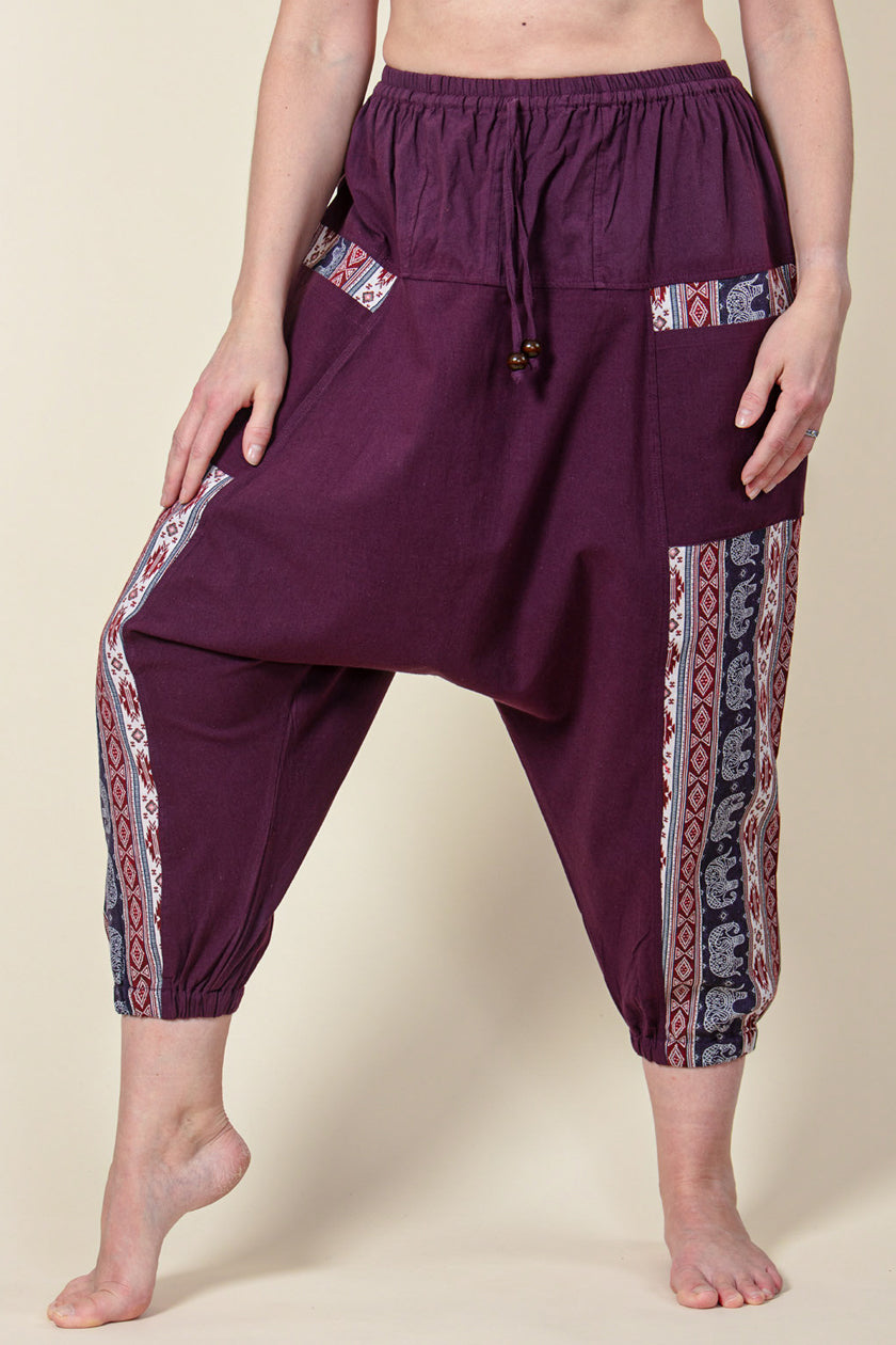 Aztec Elephant Purple Medium Low Cut Haaremihousut - Berry Piper