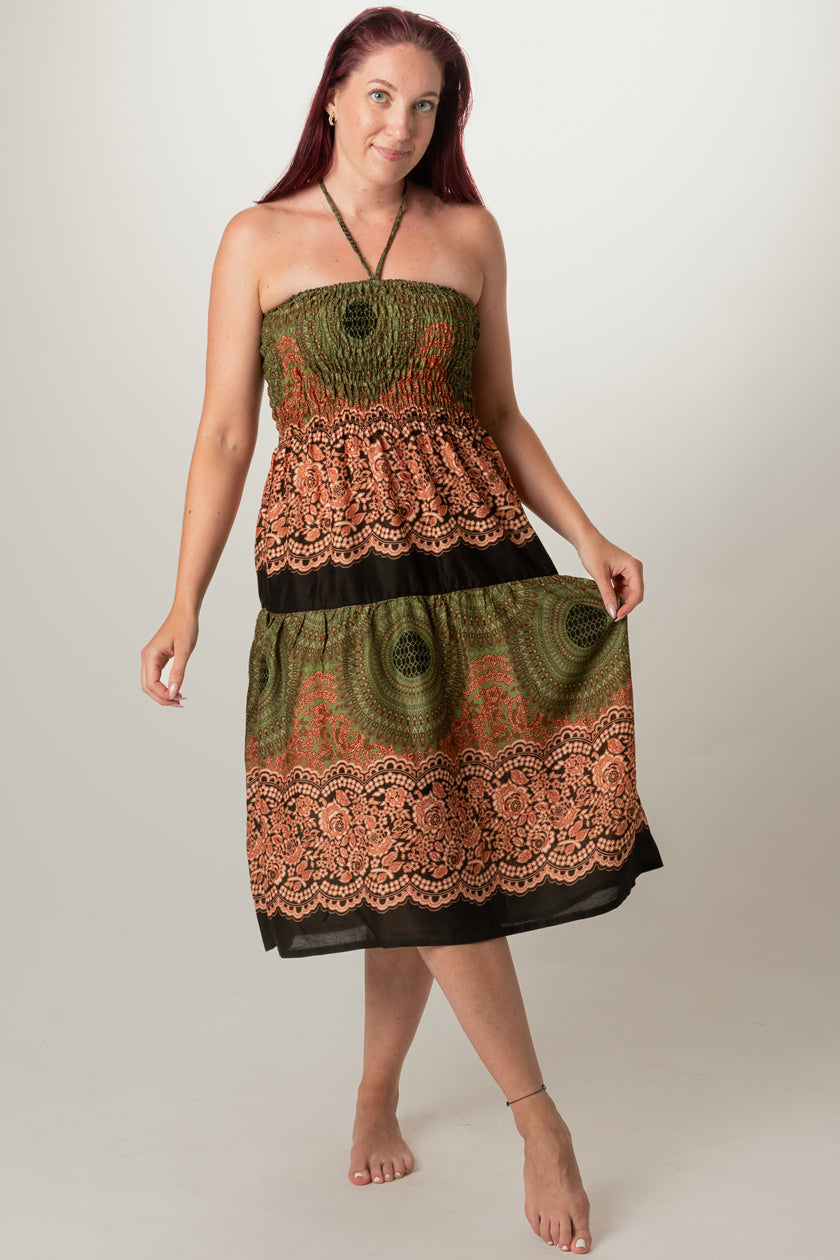 Mandala Olive Artisan Bandeau Midimekko - Berry Piper