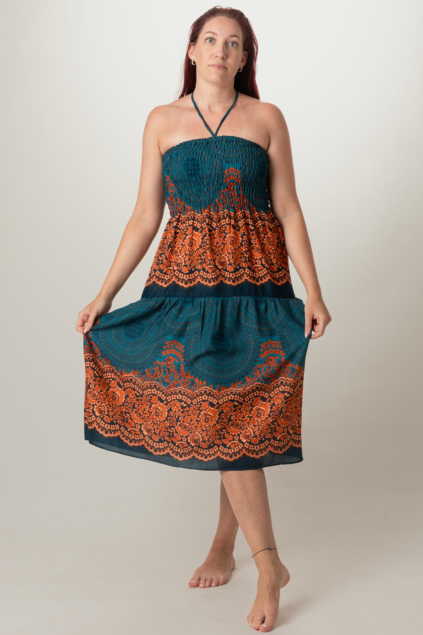 Mandala Teal Artisan Bandeau Midimekko - Berry Piper
