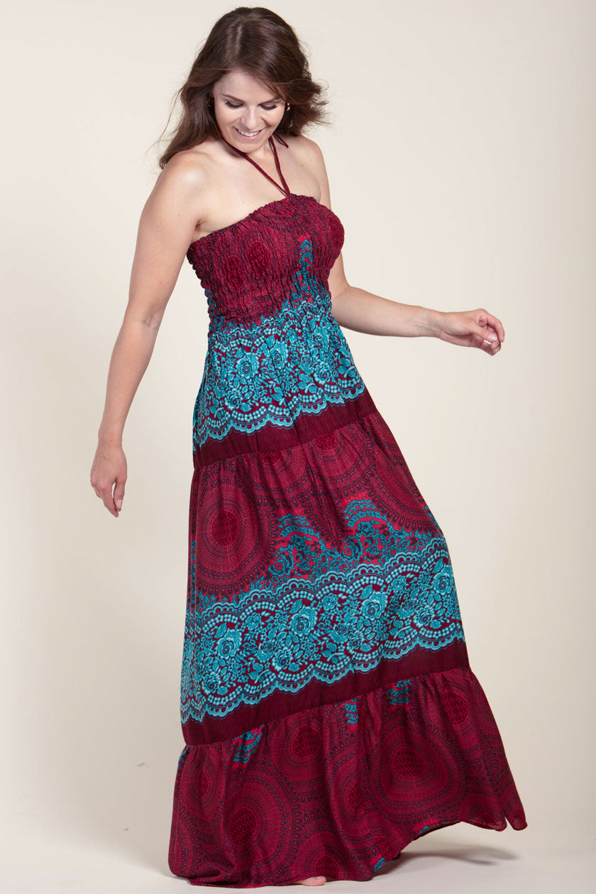 Mandala Red Artisan Bandeau Maksimekko - Berry Piper