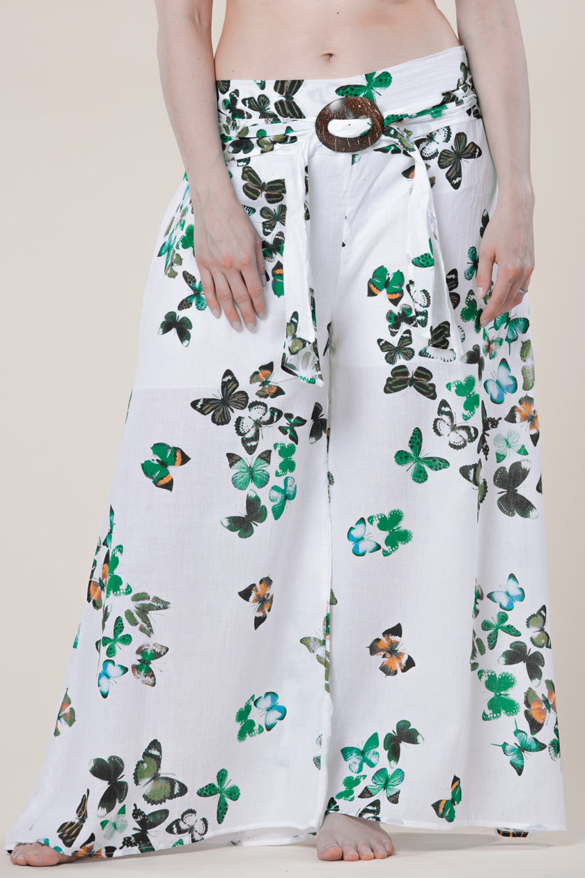 White & Butterflies Cotton Artisan Palatsihousut - Berry Piper