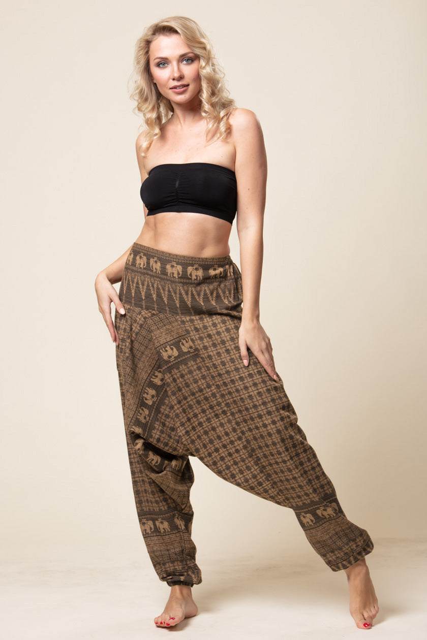 Elephant Brown Hill Tribe Artisan Low Cut Haaremihousut - Berry Piper