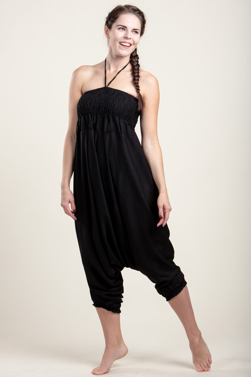 Boho Black Artisan Jumpsuit Haaremihousut - Berry Piper