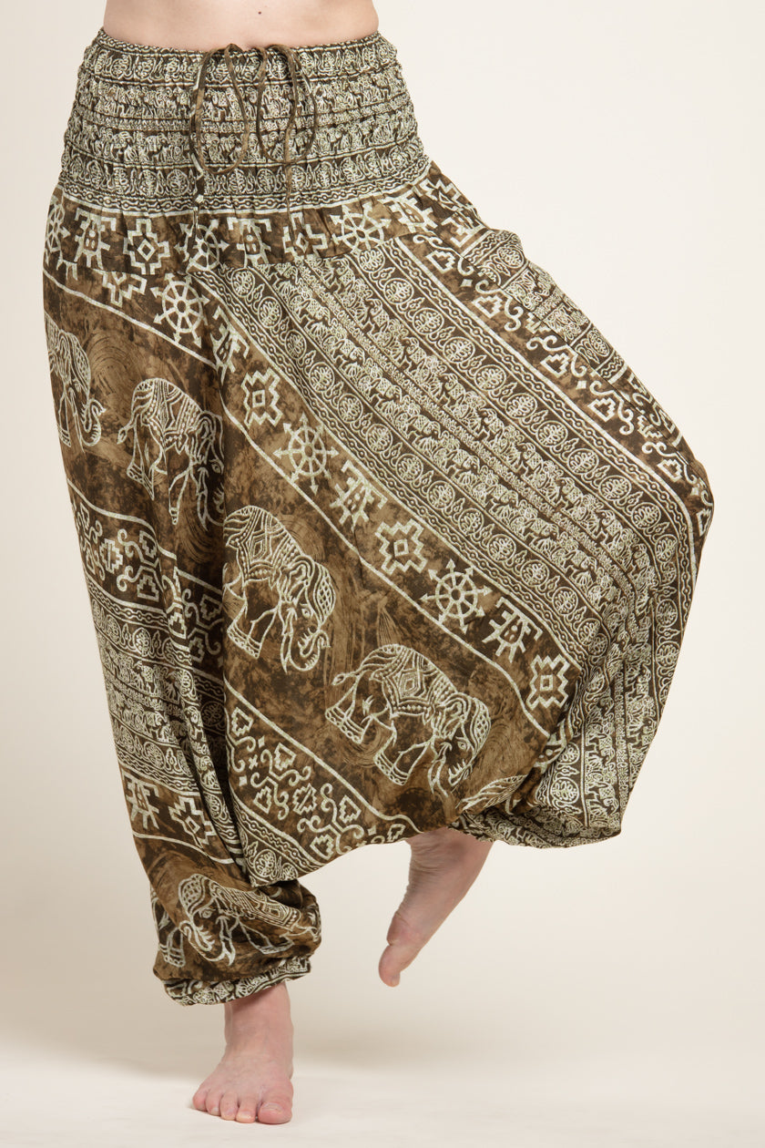 Olive Marble Elephants Artisan Jumpsuit Haaremihousut - Berry Piper