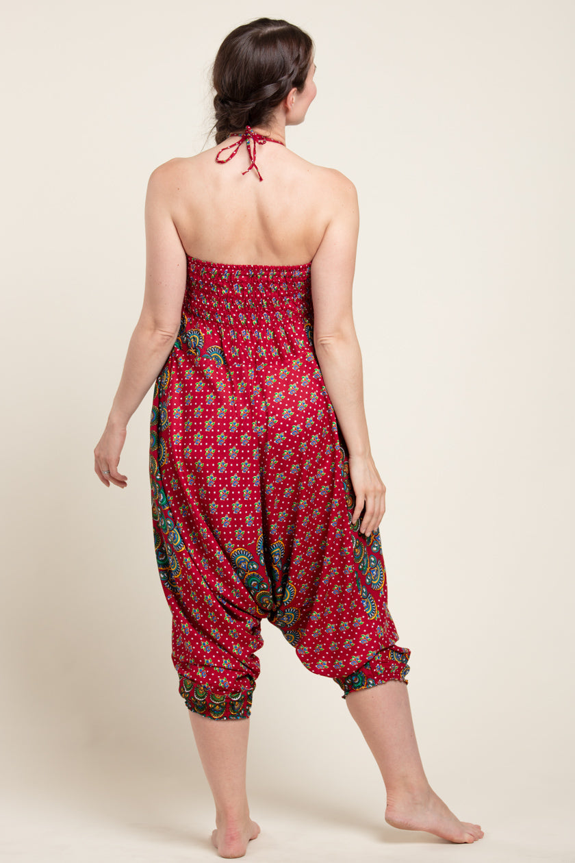 Peacock Mandala Red Artisan Jumpsuit Haaremihousut - Berry Piper