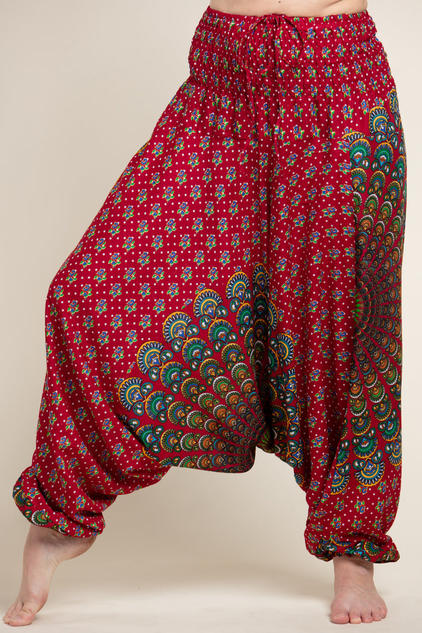 Peacock Mandala Red Artisan Jumpsuit Haaremihousut - Berry Piper