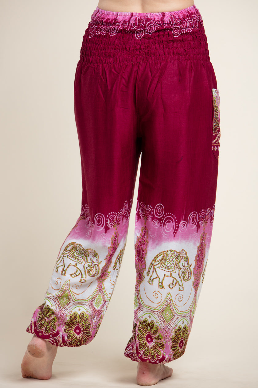 Parade Elephants Magenta Artisan Haaremihousut - Berry Piper