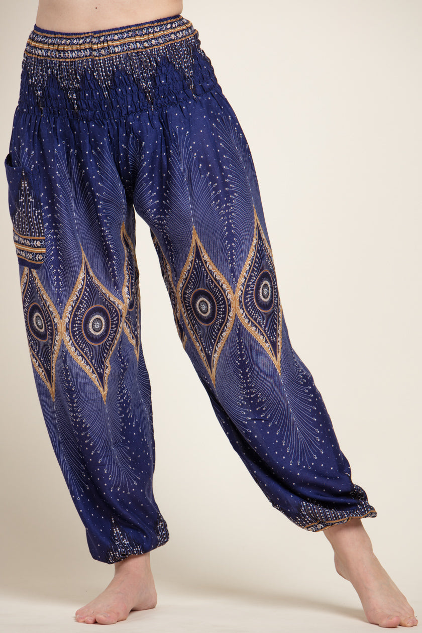 Diamond Peacock Blue Artisan Haaremihousut - Berry Piper