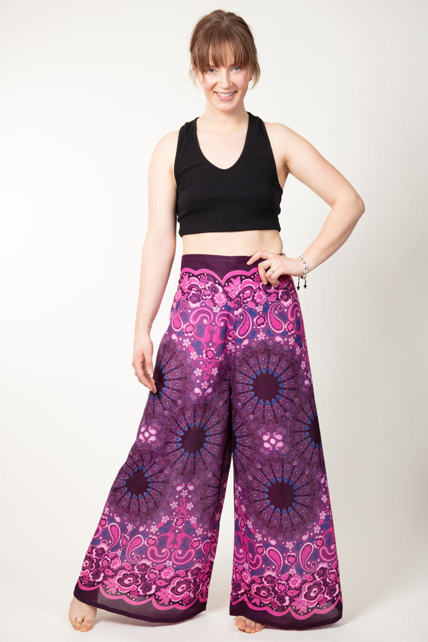 Paisley Mandala Purple Artisan Palatsihousut - Berry Piper