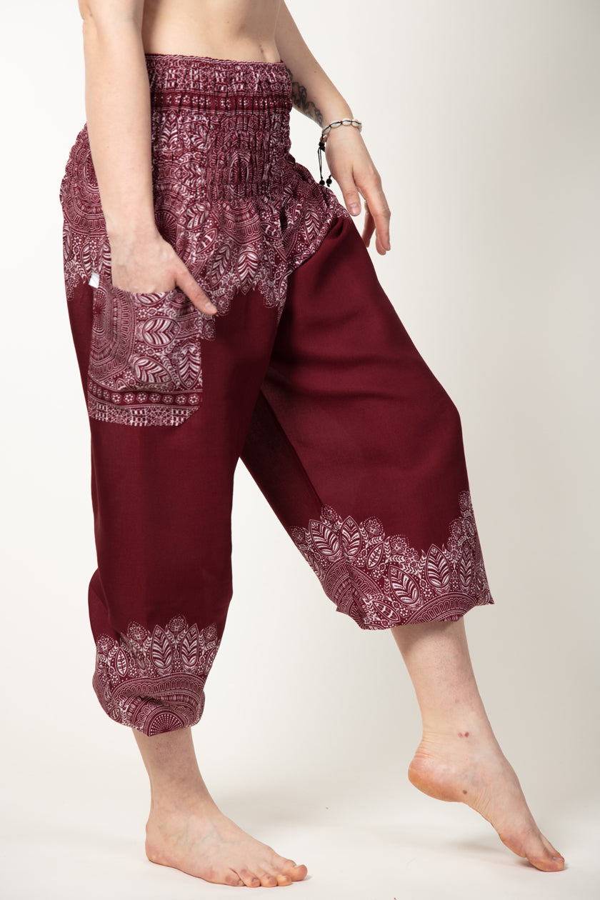 Border Mandala Maroon Artisan Haaremihousut - Berry Piper